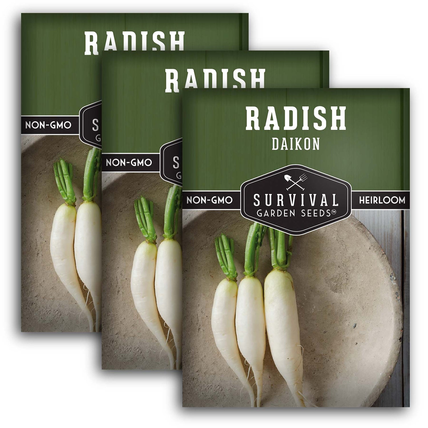 Daikon Radish Seeds for Planting – Heirloom White Radish for Spring & Fall Gardens, Pickling, and Soil Improvement