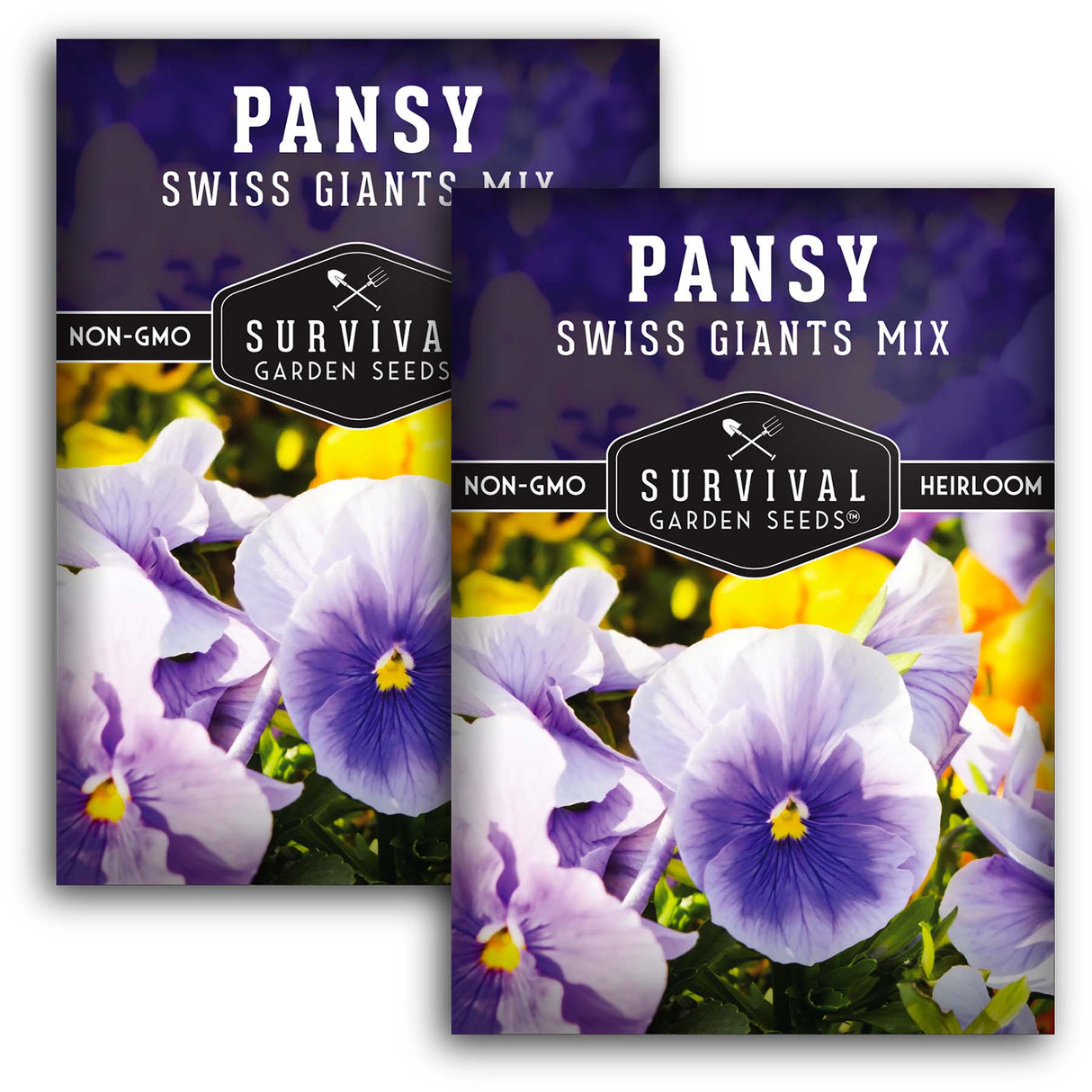 Swiss Giants Pansy Mix Seeds – Heirloom Edible Flowers in Vibrant Blue, Purple, Yellow, Orange & Burgundy