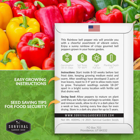 Bell Pepper Rainbow mix seed planting instructions