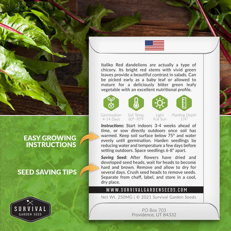 Italiko Red Dandelion seed planting instructions