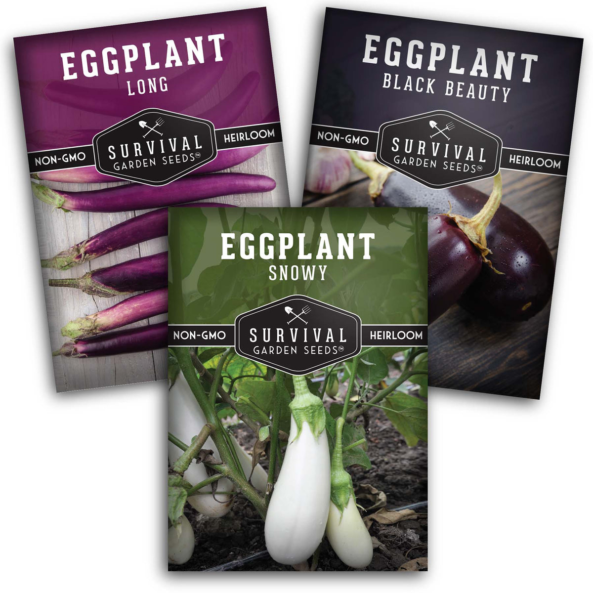 lowes vegetable garden seeds Eggplant Seed Collection – 3 Varieties – SurvivalGardenSeeds