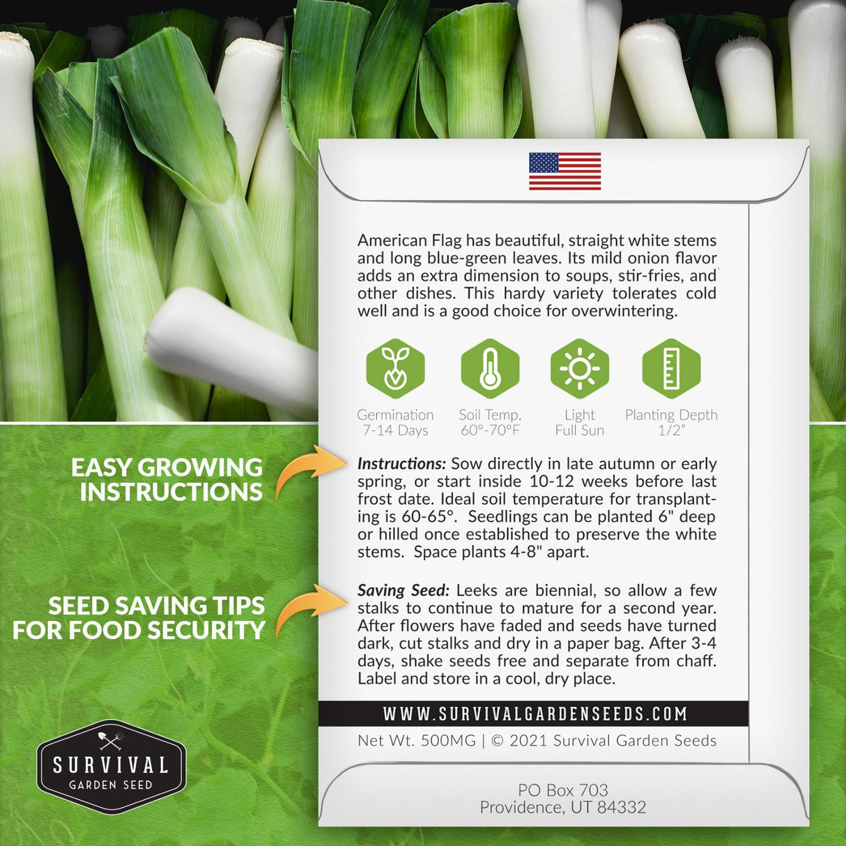 American Flag Leek seed planting instructions