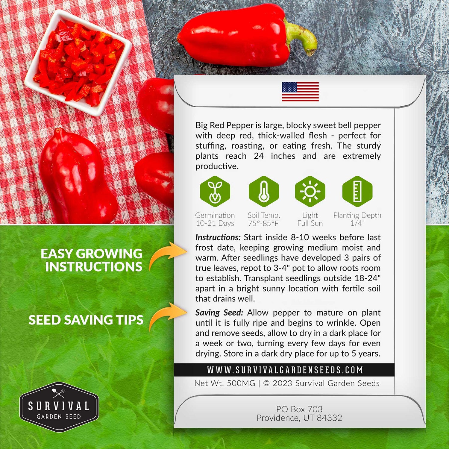 Growing instructions for Big Red Pepper seeds