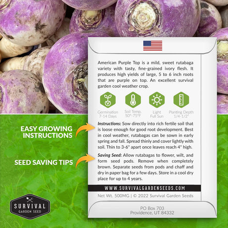 American Purple Top Rutabaga seed planting instructions