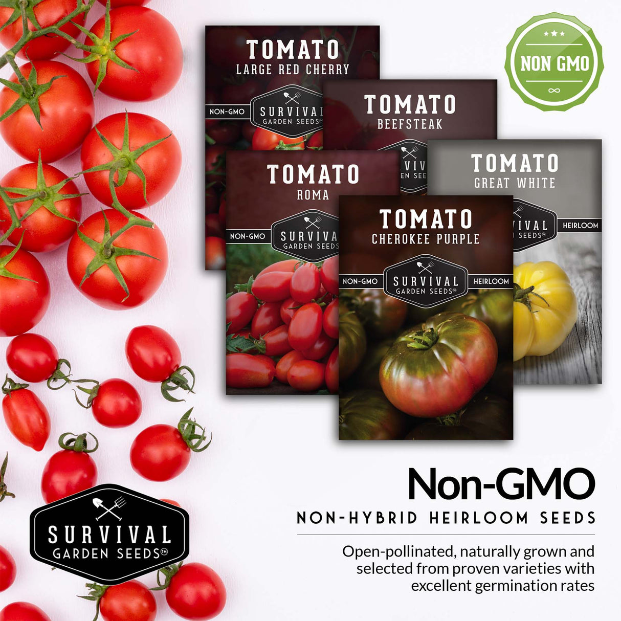 Non-GMO heirloom tomato seed packets