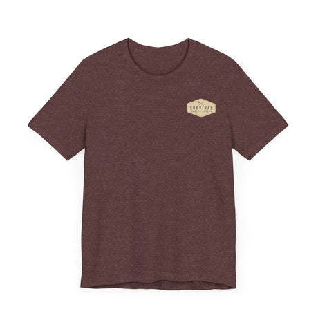 Get Back to Your Roots, Plant Native Tee - shirt front with Survival Garden Seeds logo - Heather Maroon