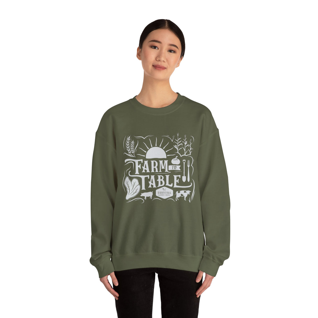 Farm to Table Crewneck Sweatshirt - Cozy Unisex Apparel for Food Lovers