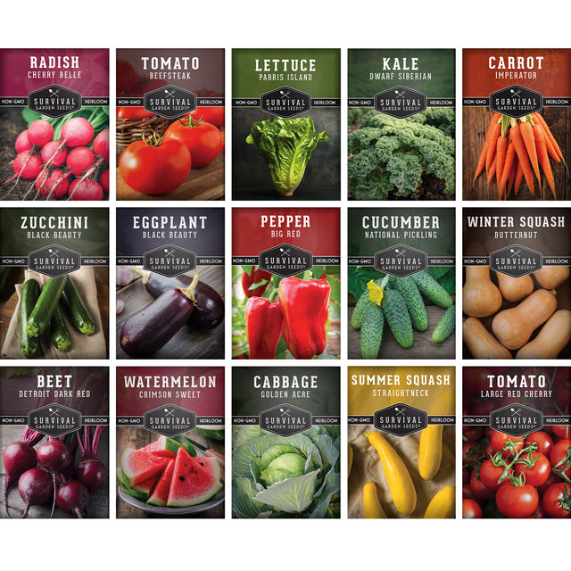 15 Vegetable Seed Collection - 15 packets of heirloom vegetable seeds