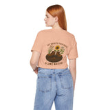 Get Back to Your Roots, Plant Native Tee - shirt back on female model - heather peach