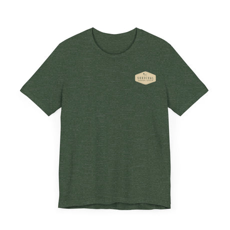 Get Back to Your Roots, Plant Native Tee - shirt front with Survival Garden Seeds logo - Heather Forest