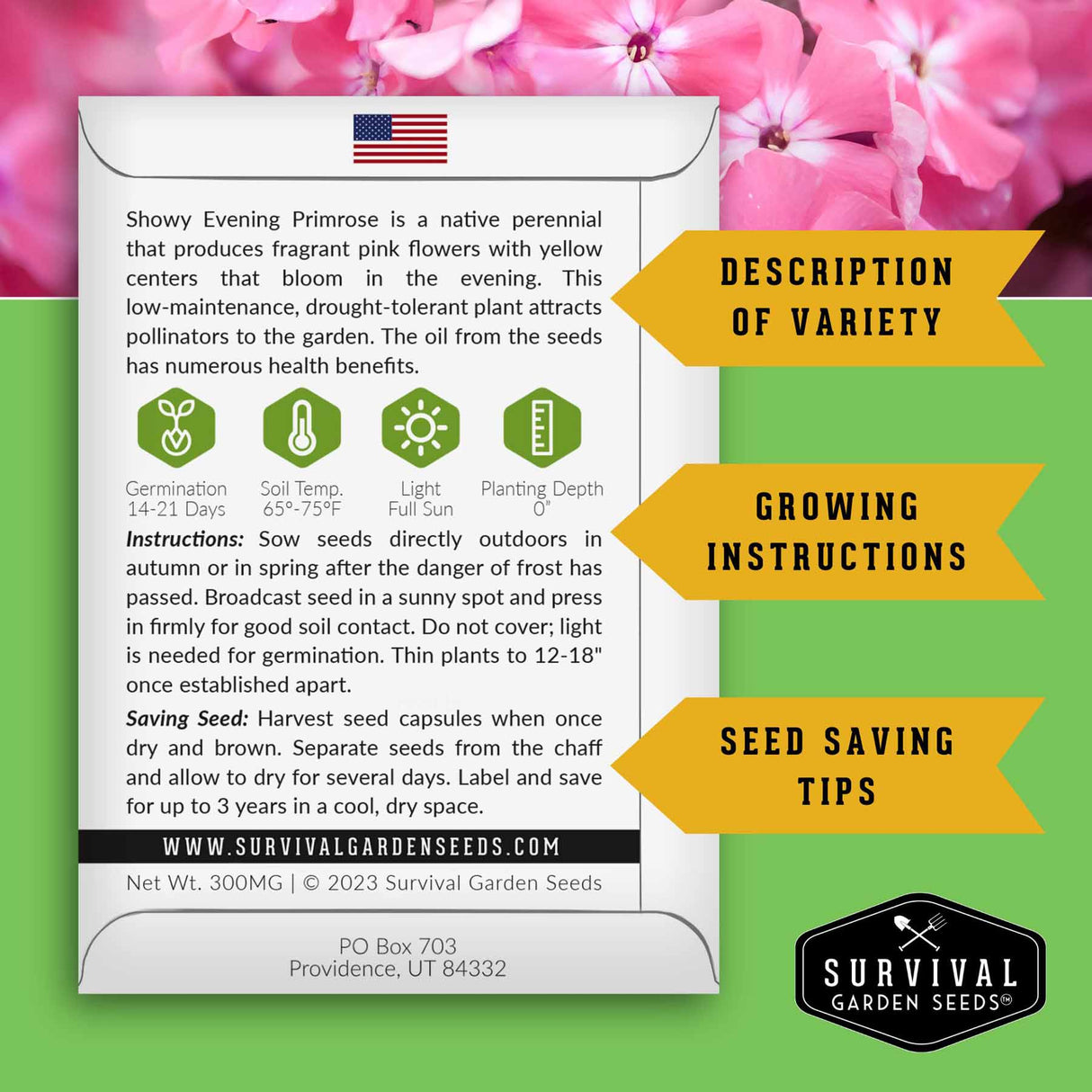 Complete growing and seed saving instructions on the packet