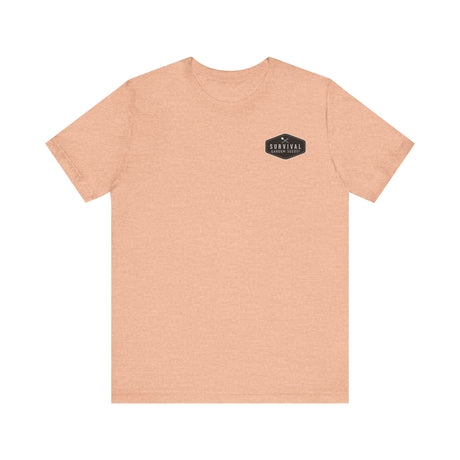 Get Back to Your Roots, Plant Native Tee - shirt front with Survival Garden Seeds logo - Heather Peach