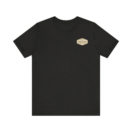 Get Back to Your Roots, Plant Native Tee - shirt front with Survival Garden Seeds logo - Heather Black