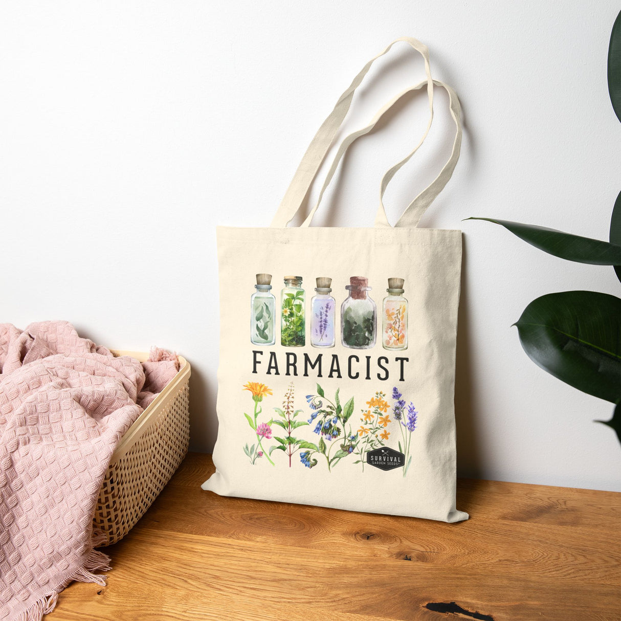 Botanical Herbalist Tote Bag - Farmacist Design