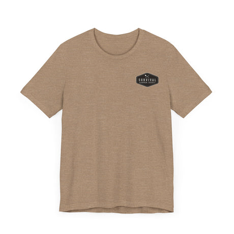 Get Back to Your Roots, Plant Native Tee - Shirt front with Survival Garden Seeds logo - Heather Tan