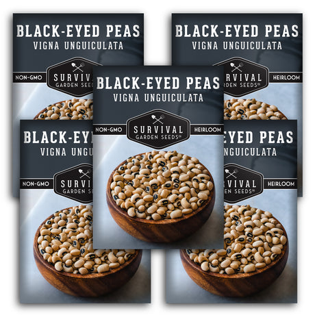 5 packets of Black-Eyed Pea seeds