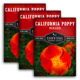 3 packets of Mikado California Poppy seeds