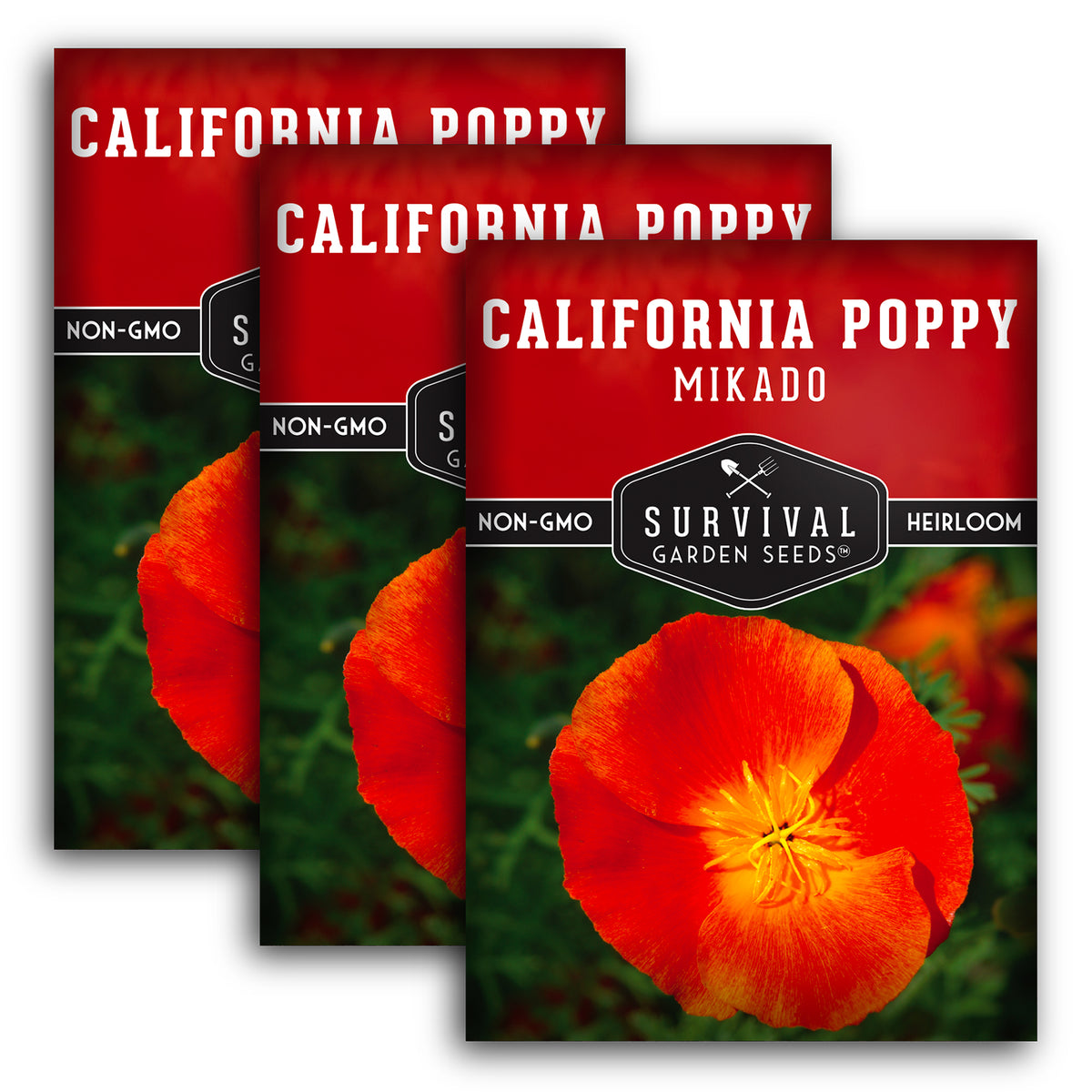 3 packets of Mikado California Poppy seeds