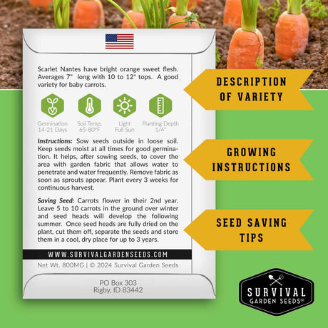 Scarlet nantes carrot seed growing instructions