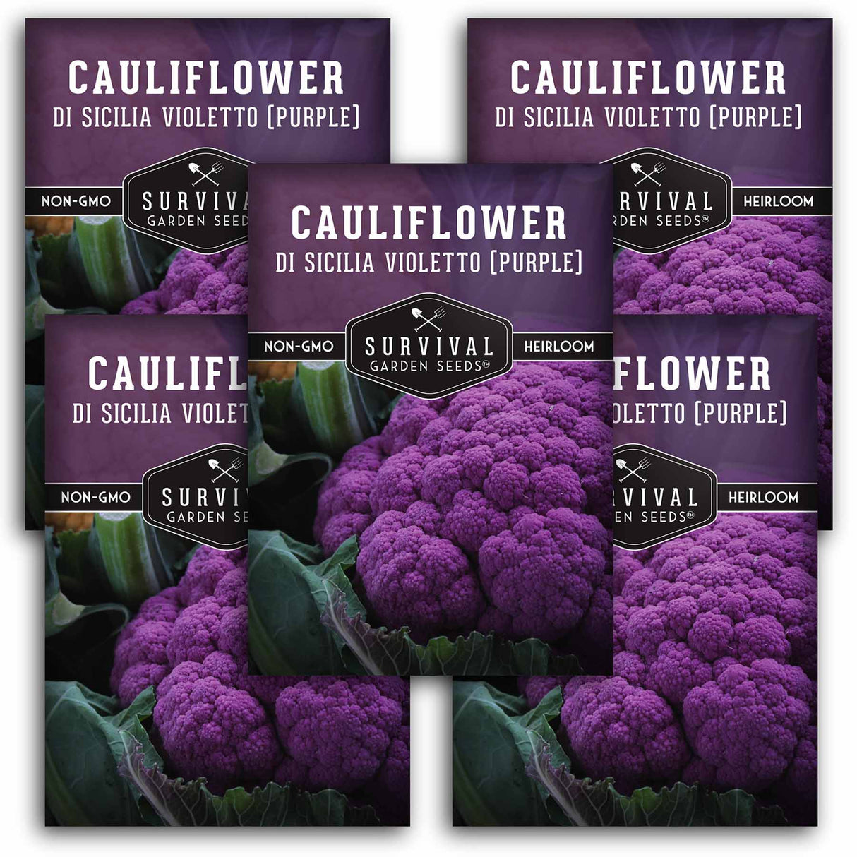 5 packets of Purple Cauliflower seeds