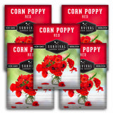 5 Packets of Red Corn Poppy seeds