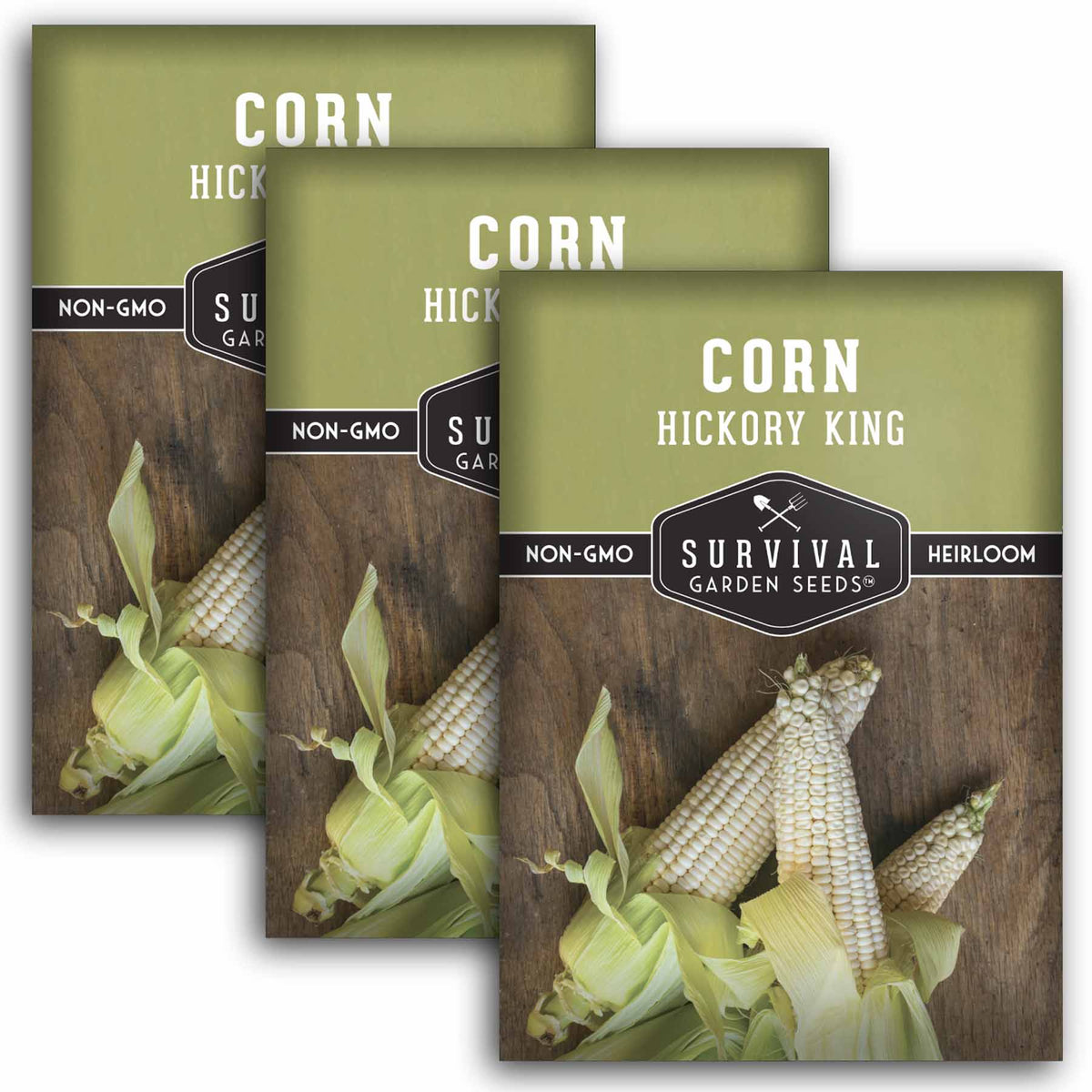 3 packets of Hickory King Corn seeds