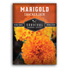 Survival Garden Seeds Marigold Crackerjack package with marigold flowers on a white background