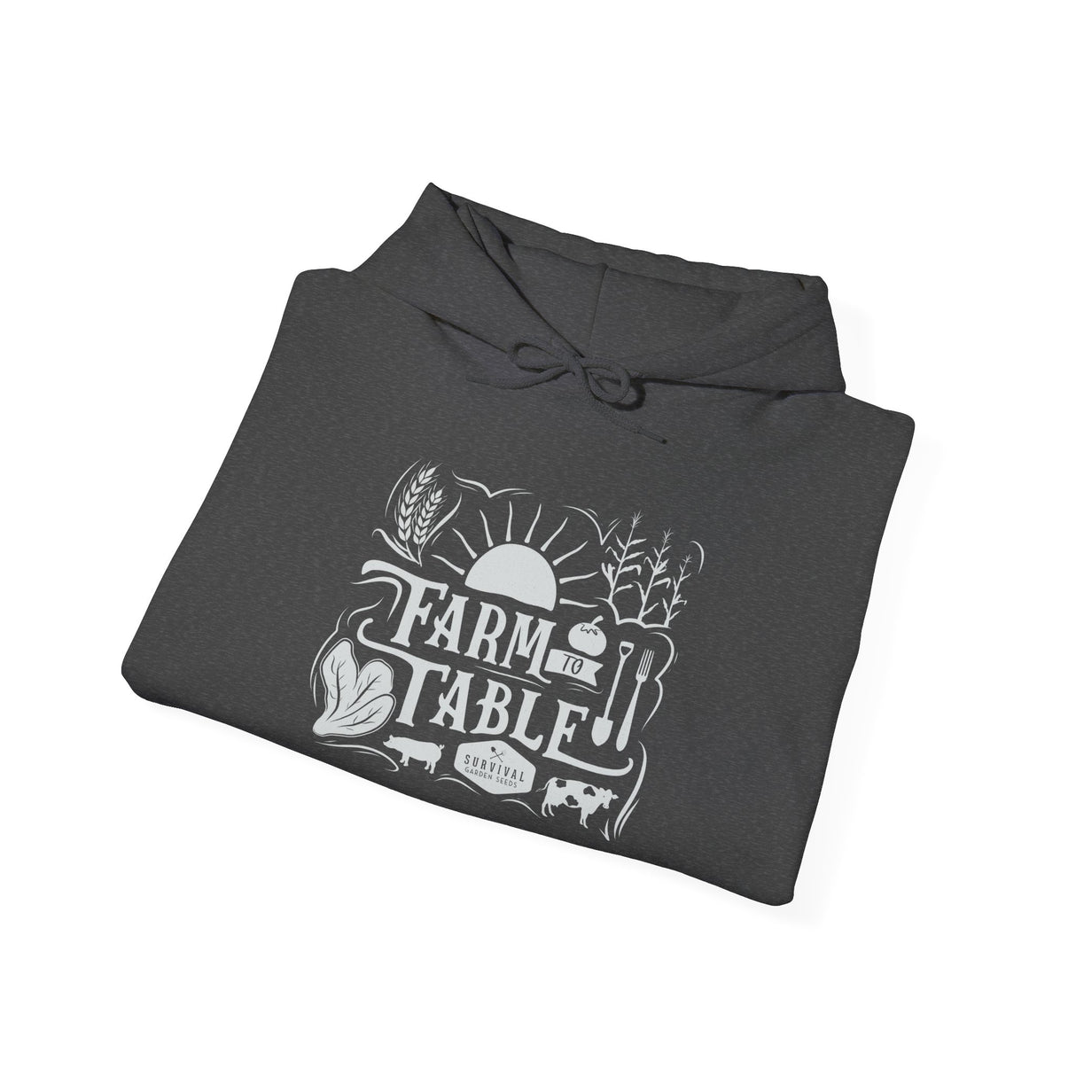 Farm to Table Unisex Hoodie - folded - Dark Heather