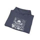 Farm to Table Unisex Hoodie - folded - Heather Sport Dark Navy