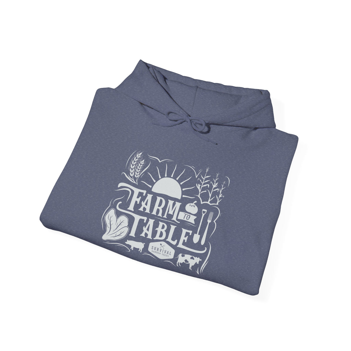 Farm to Table Unisex Hoodie - folded - Heather Navy