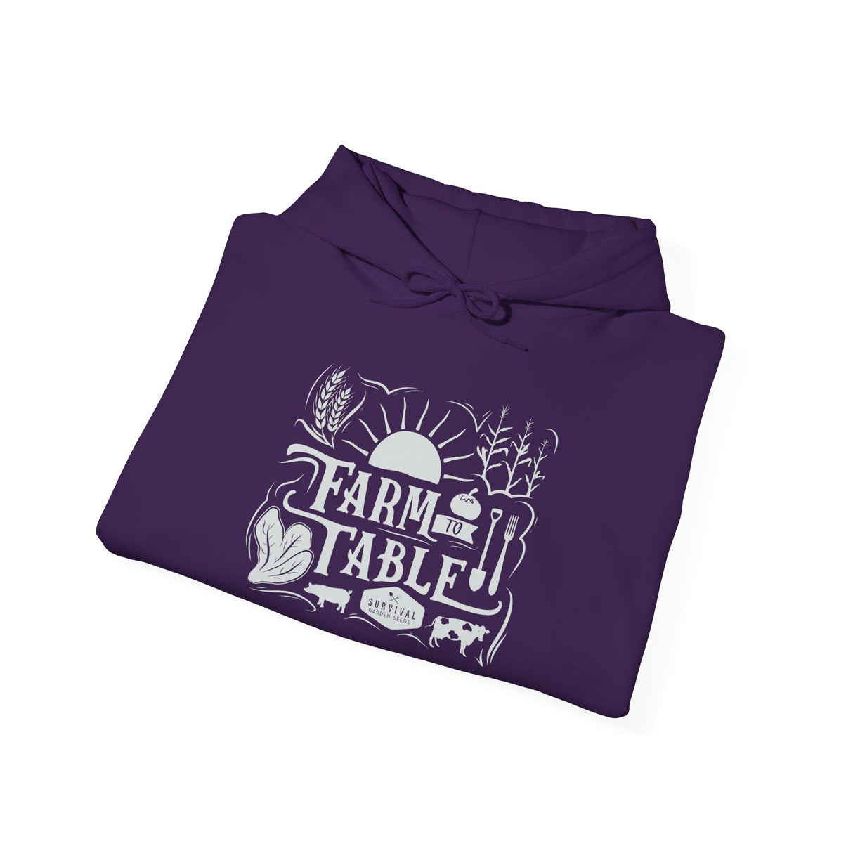 Farm to Table Unisex Hoodie - folded - Purple