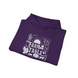 Farm to Table Unisex Hoodie - folded - Purple