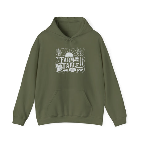 Farm to Table Unisex Hoodie - front - Military Green