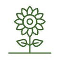 Green icon of a flower with a stem on a white background