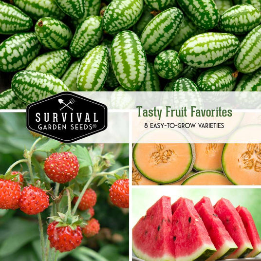 Cucamelon, watermelon, cantaloupe and wild strawberries included in our Fruit Seed Collection