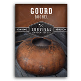 Survival Garden Seeds gourd seed packet with a gourd on a brown background