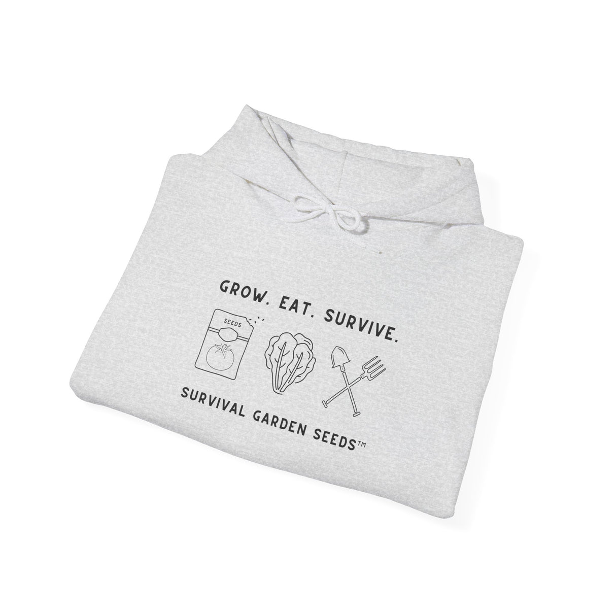 Grow, Eat, Survive Unisex Hoodie - folded - Ash