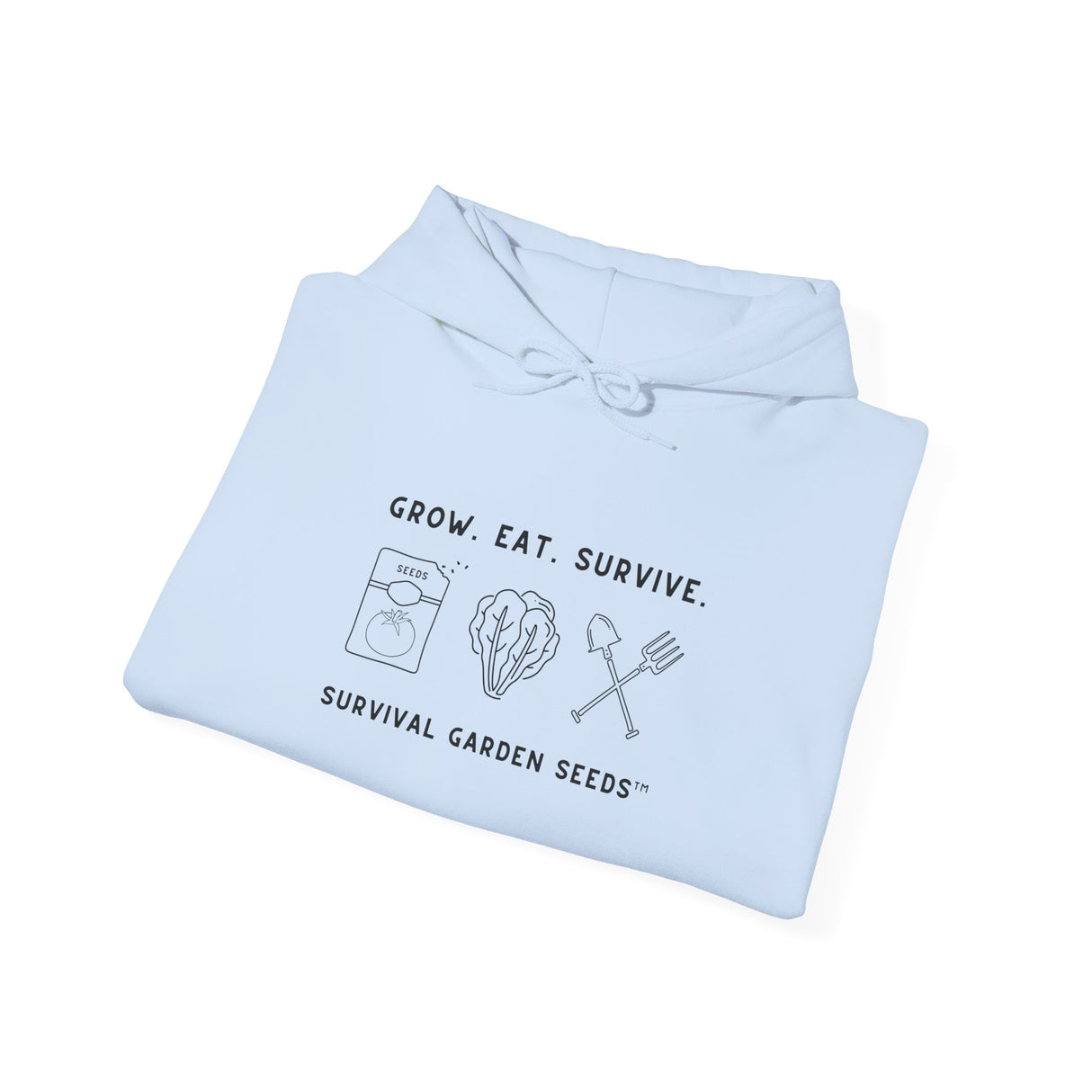 Grow, Eat, Survive Unisex Hoodie - folded - Light Blue