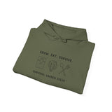 Grow, Eat, Survive Unisex Hoodie - folded - Military Green