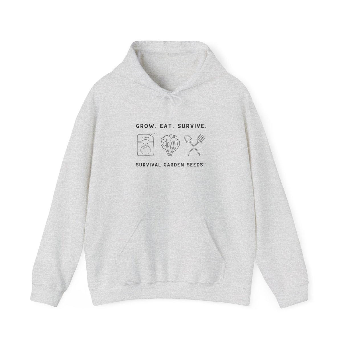 Grow, Eat, Survive Unisex Hoodie - front - Ash