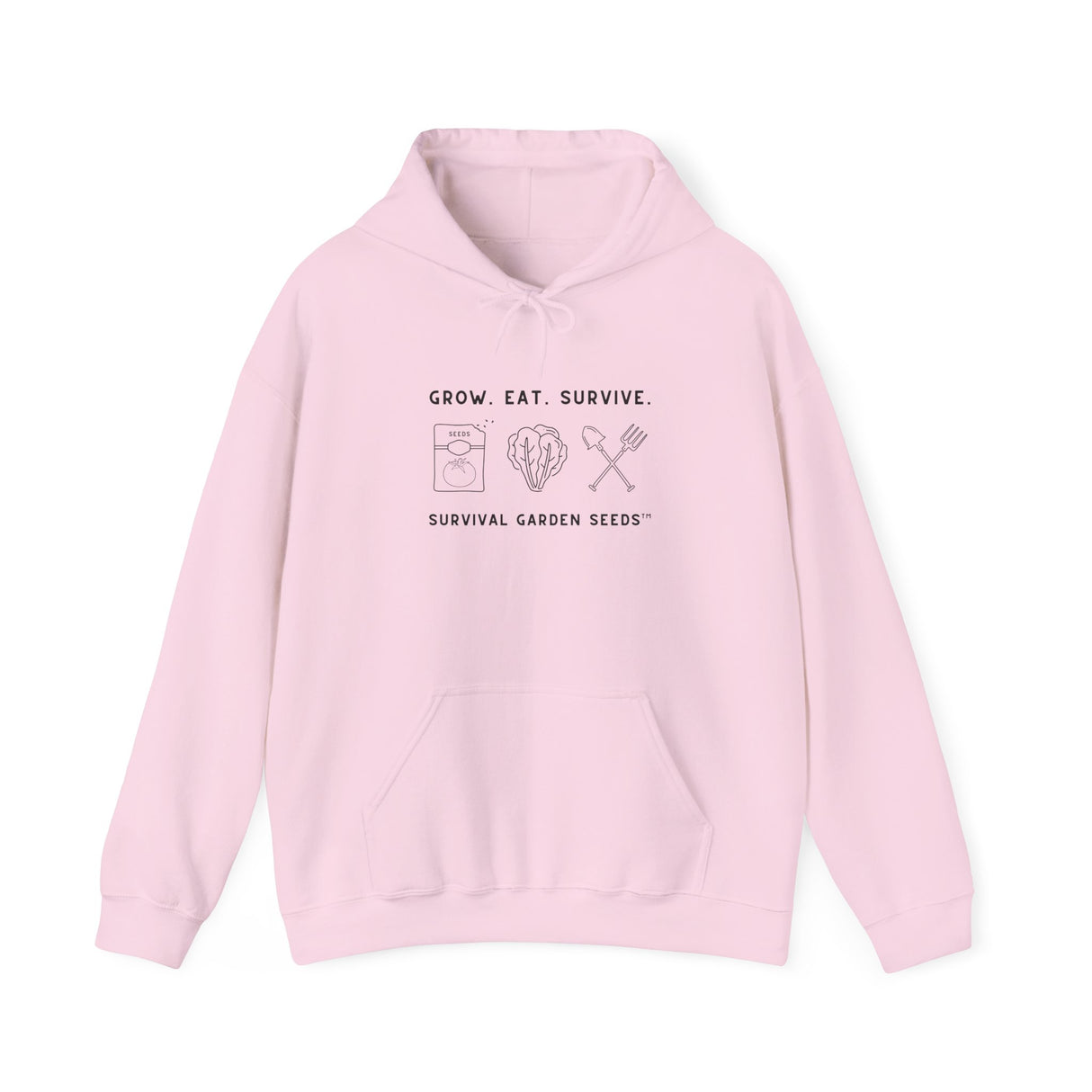 Grow, Eat, Survive Unisex Hoodie - front - Light Pink