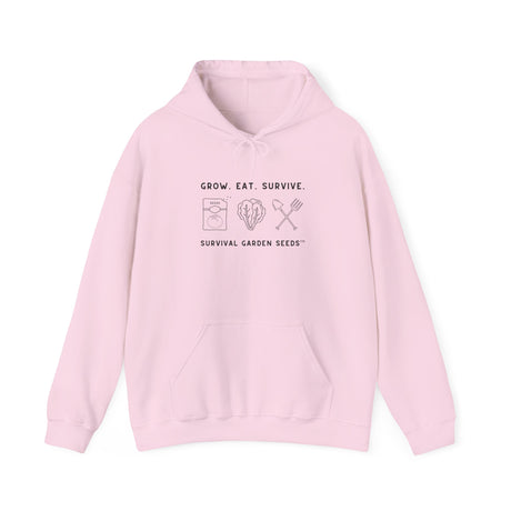 Grow, Eat, Survive Unisex Hoodie - front - Light Pink