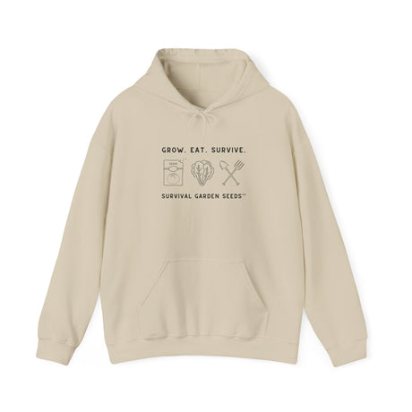 Grow, Eat, Survive Unisex Hoodie - front - Sand