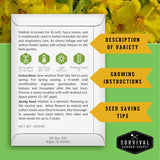 Survival Garden Seeds packaging with text on a green background