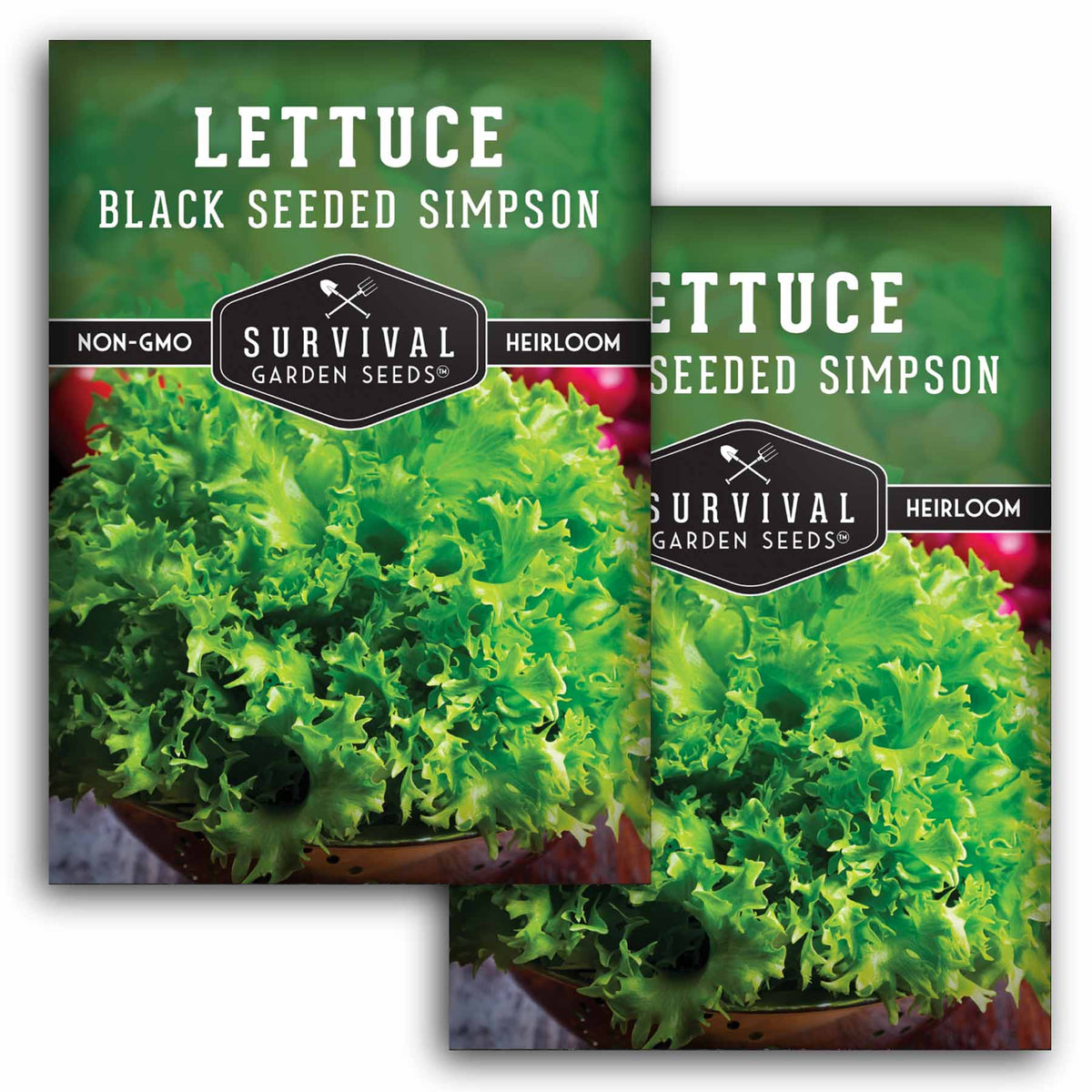 2 packets of Black Seeded Simpson Lettuce seeds