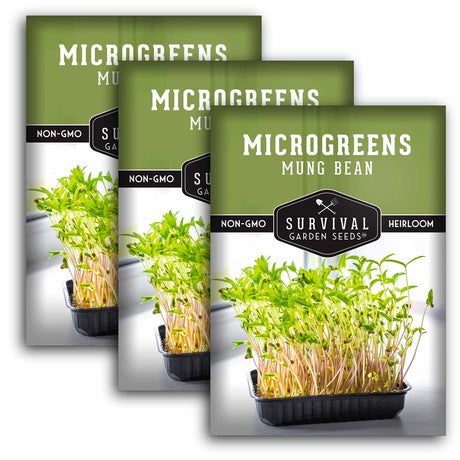 3 packets of Mung Bean microgreens seeds
