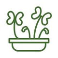Icon of a potted plant with a green leaf on a white background