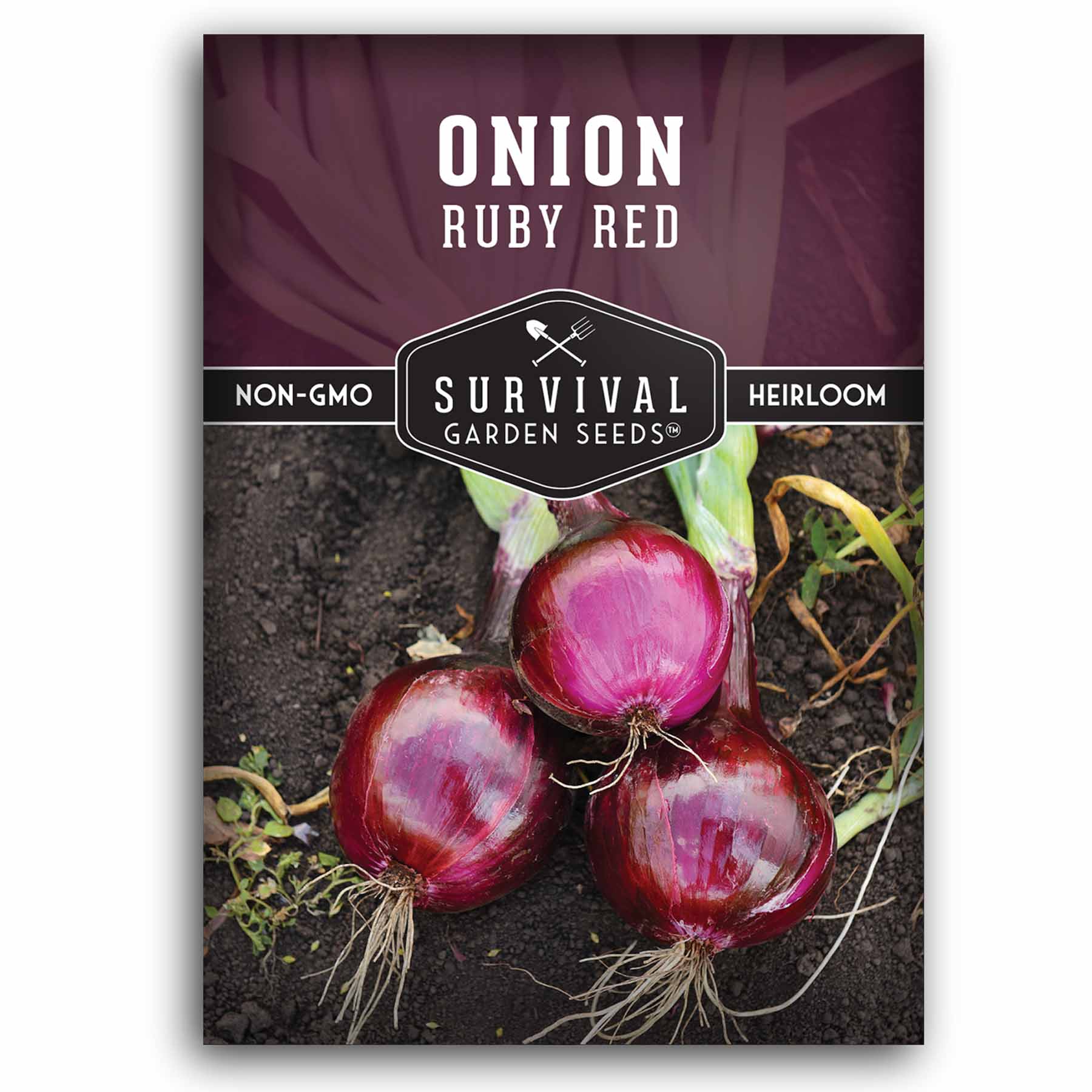 1 packet of Ruby Red Onion seeds