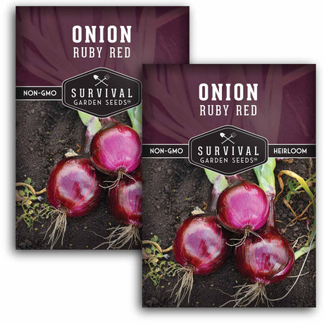 2 packets of Ruby Red Onion seeds