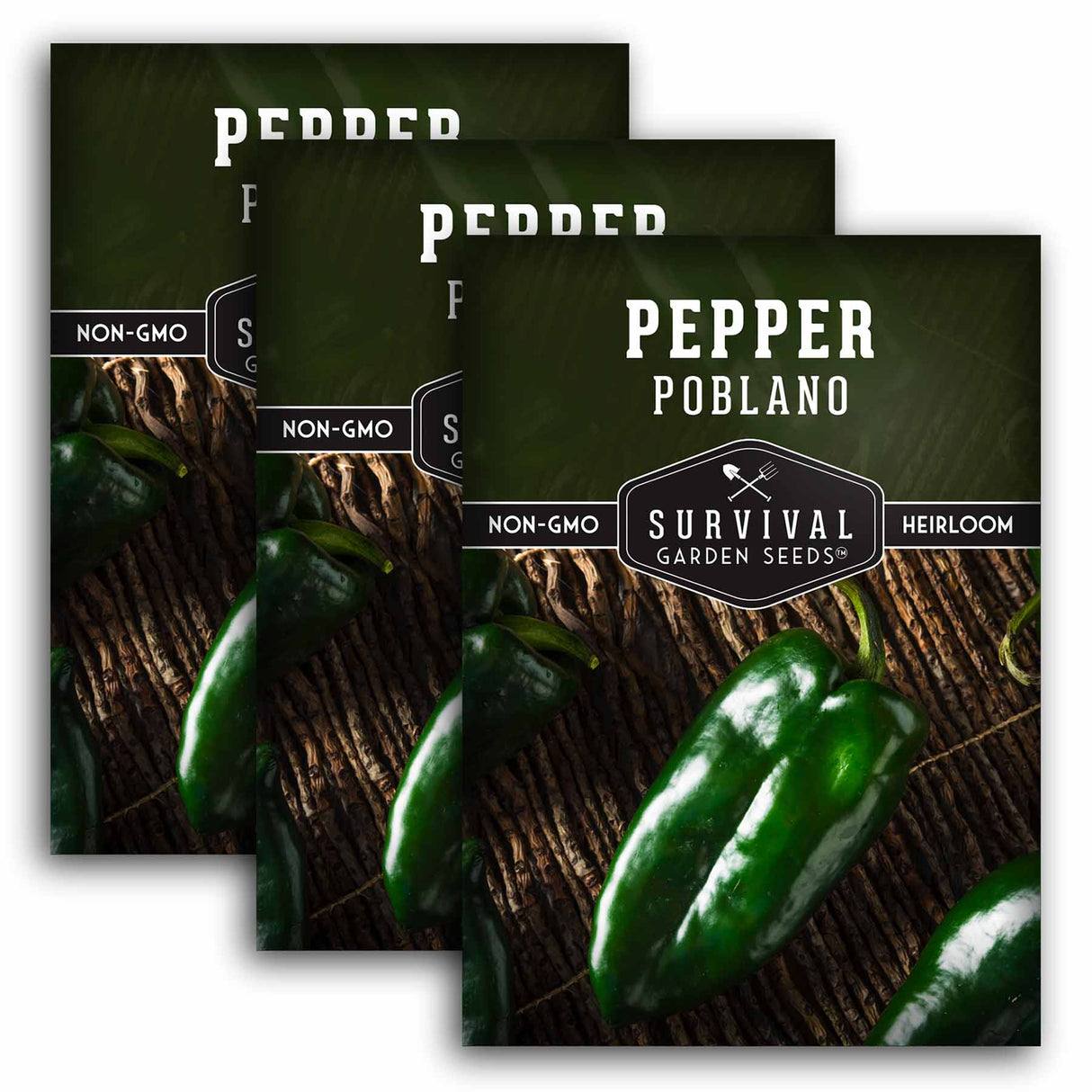 3 packets of Poblano Pepper seeds